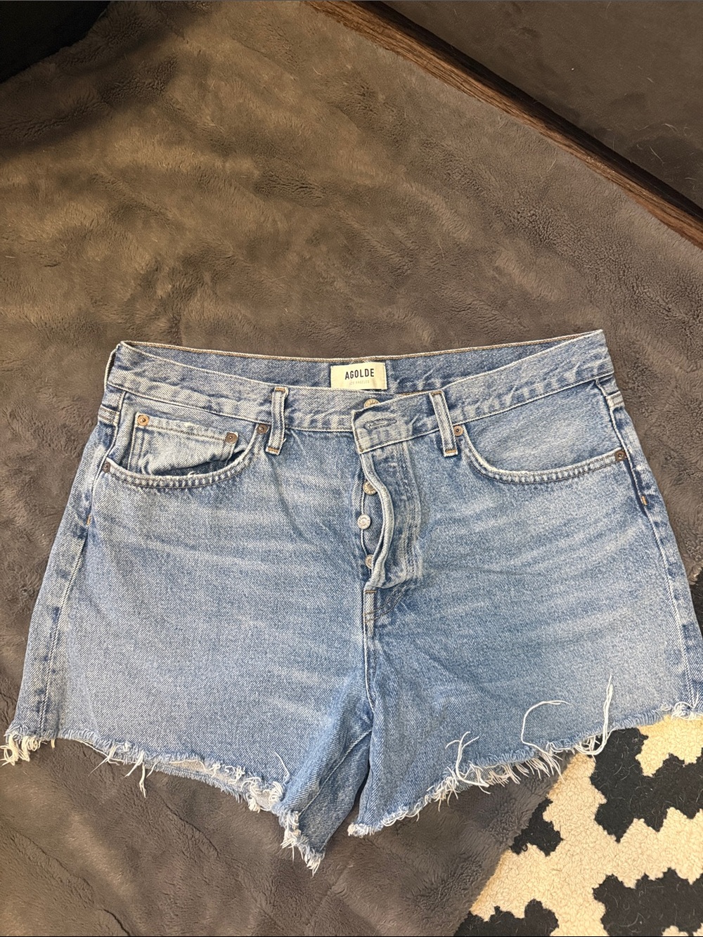 Agolde Light Blue Denim Jean Shorts
